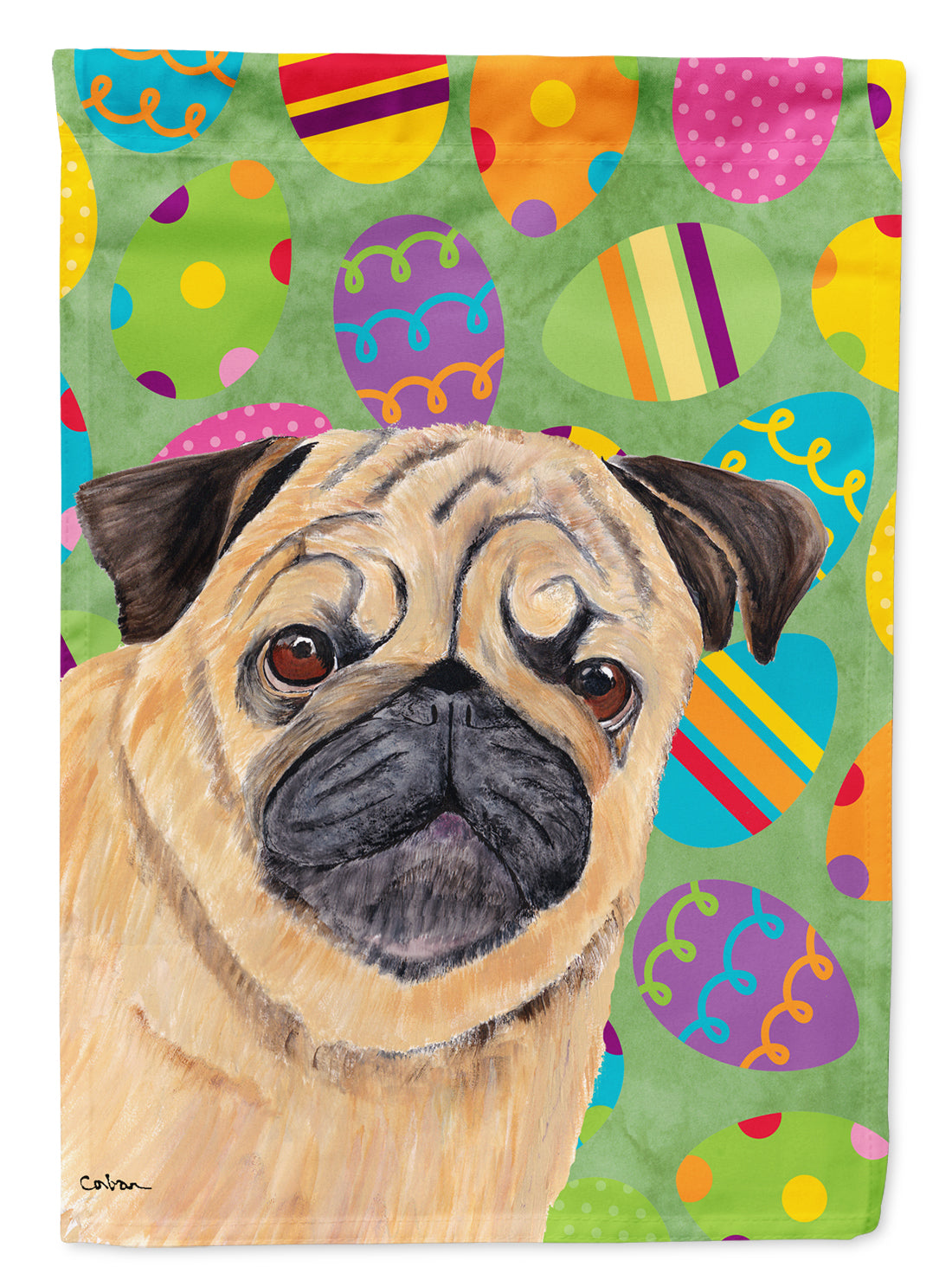 Pug Easter Eggtravaganza Flag Garden Size  the-store.com.