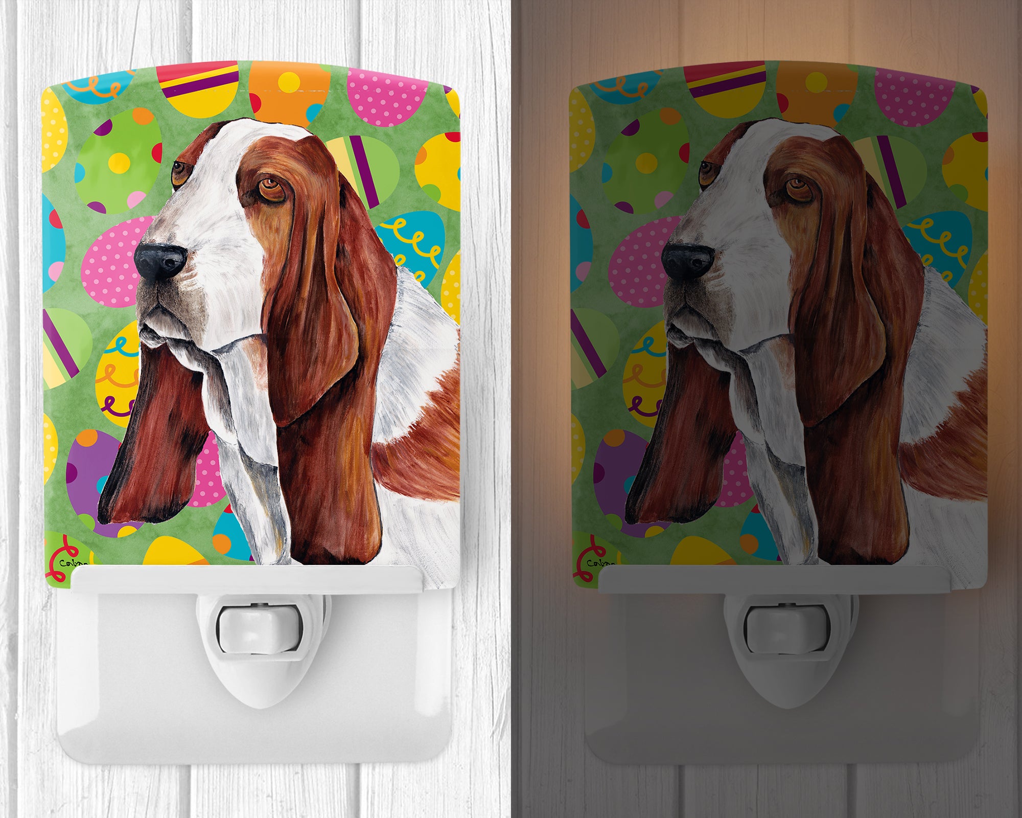 Basset Hound Easter Eggtravaganza Ceramic Night Light SC9452CNL - the-store.com