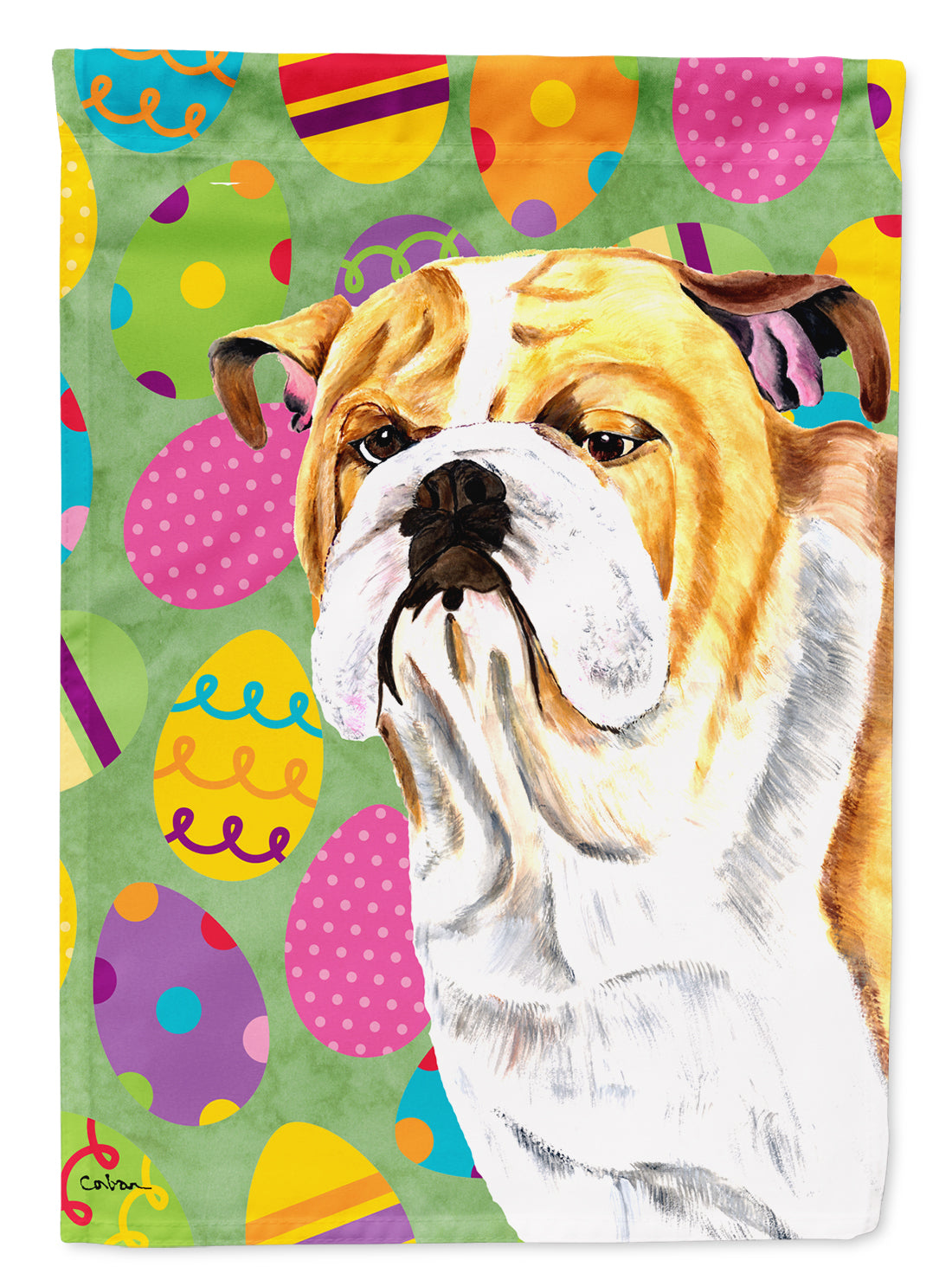 Bulldog English Easter Eggtravaganza Flag Canvas House Size  the-store.com.