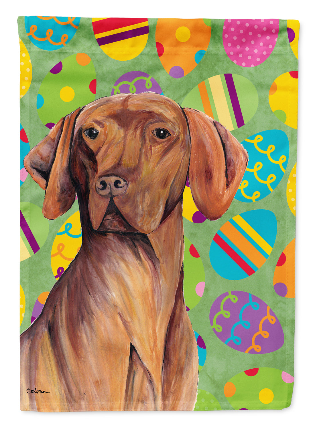 Vizsla Easter Eggtravaganza Flag Canvas House Size  the-store.com.