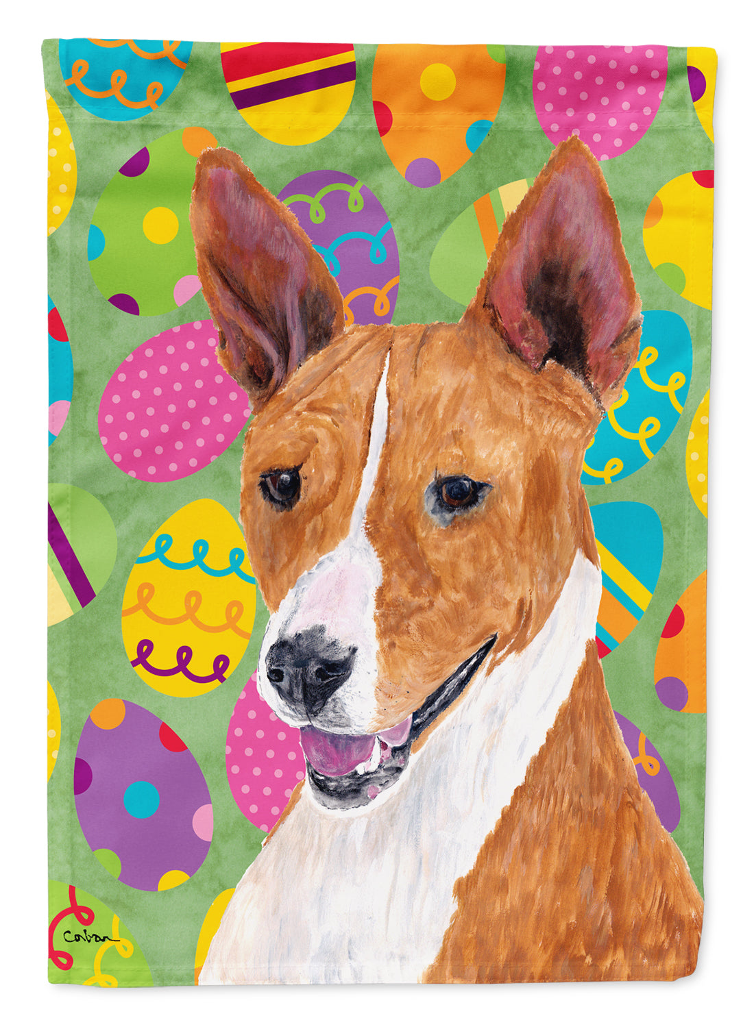 Basenji Easter Eggtravaganza Flag Garden Size  the-store.com.