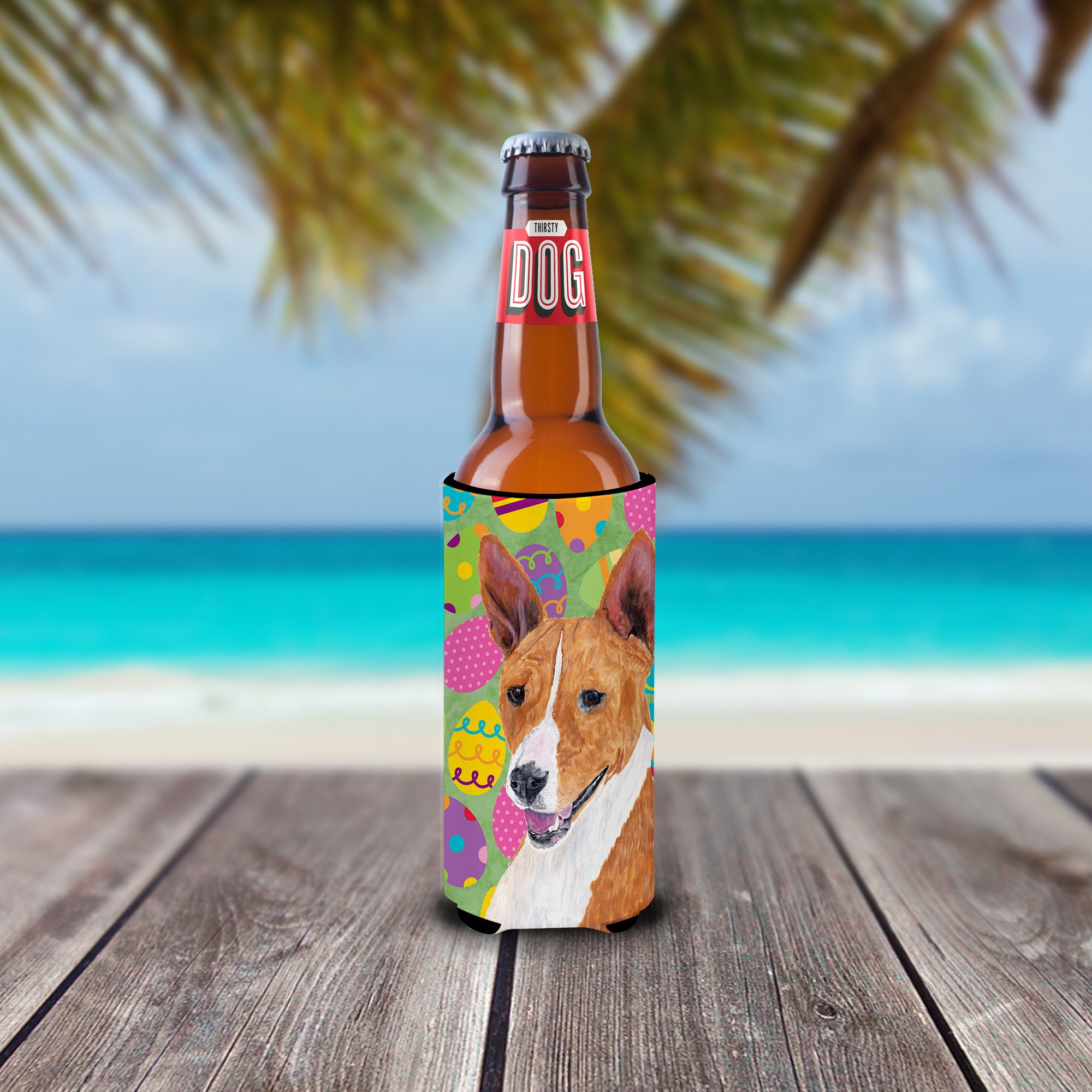 Basenji Easter Eggtravaganza Ultra Beverage Insulators for slim cans SC9467MUK.