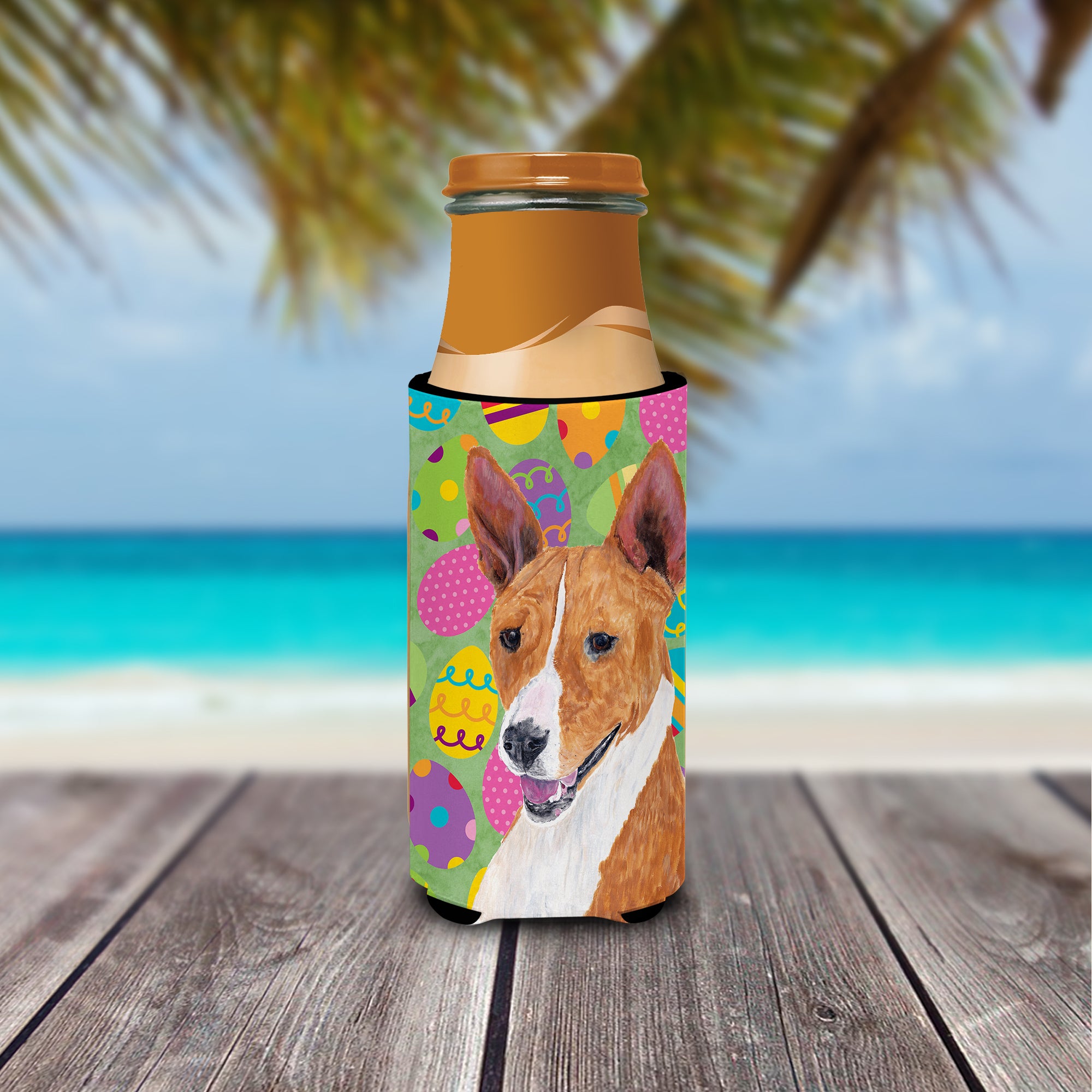 Basenji Easter Eggtravaganza Ultra Beverage Insulators for slim cans SC9467MUK.