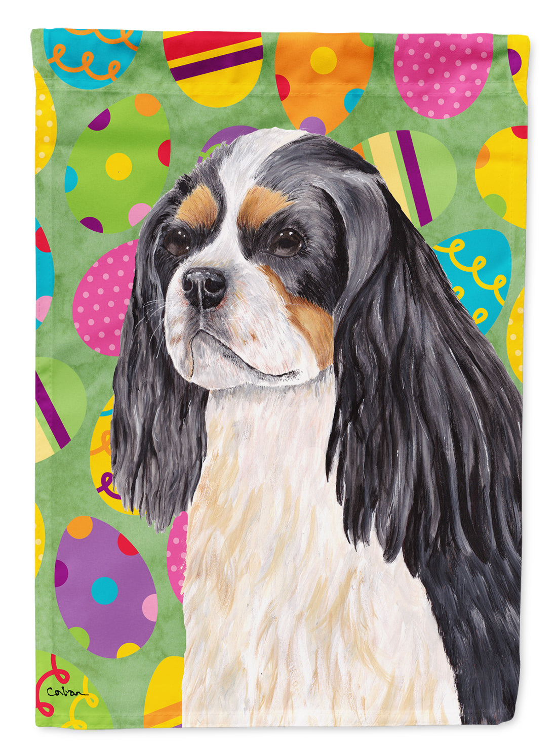 Cavalier Spaniel Easter Eggtravaganza Flag Canvas House Size  the-store.com.