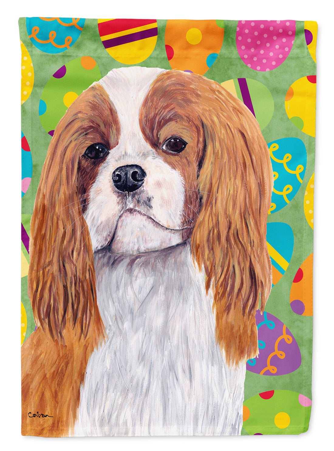 Cavalier Spaniel Easter Eggtravaganza Flag Canvas House Size  the-store.com.