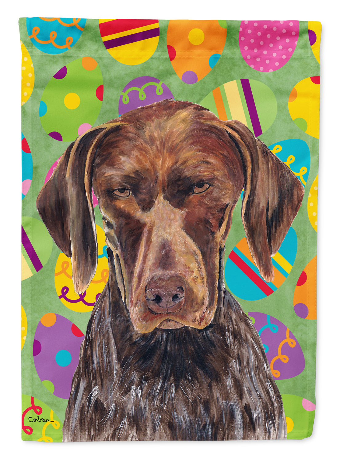 German Shorthaired Pointer Easter Eggtravaganza Flag Canvas House Size  the-store.com.