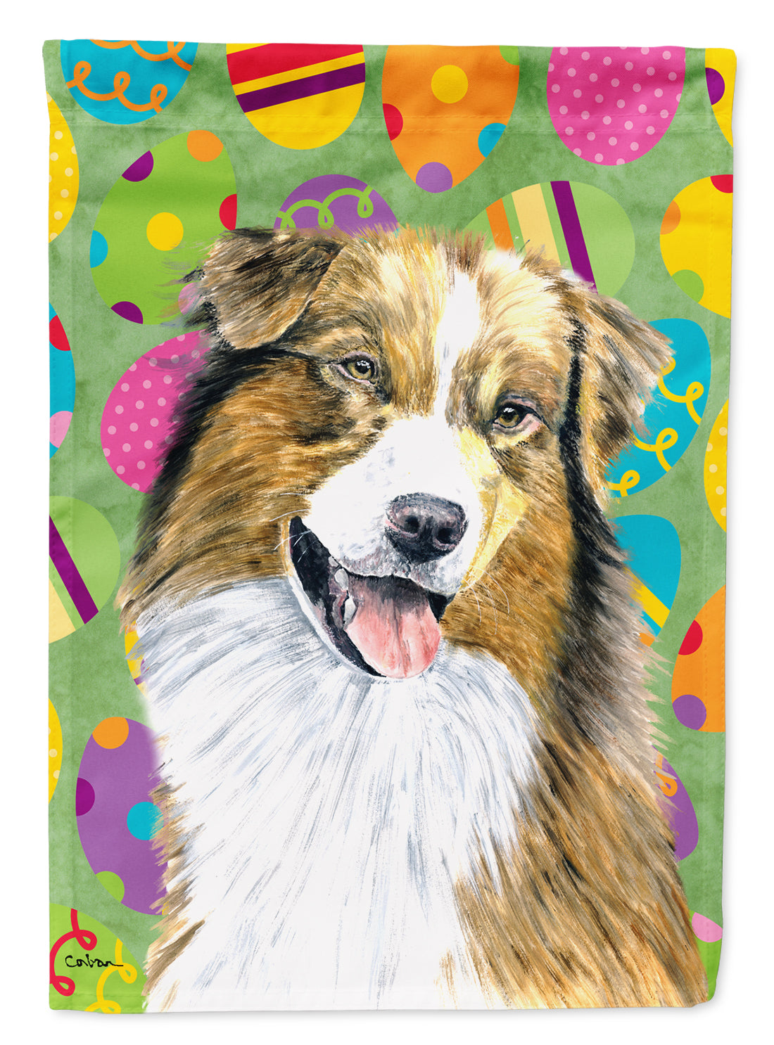 Australian Shepherd Easter Eggtravaganza Flag Canvas House Size  the-store.com.