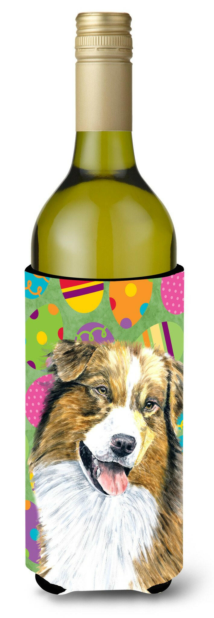 Australian Shepherd Easter Eggtravaganza Wine Bottle Beverage Insulator Beverage Insulator Hugger SC9477LITERK by Caroline&#39;s Treasures