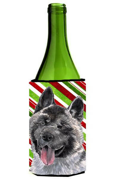 Akita Candy Cane Holiday Christmas Wine Bottle Beverage Insulator Hugger SC9480LITERK by Caroline's Treasures