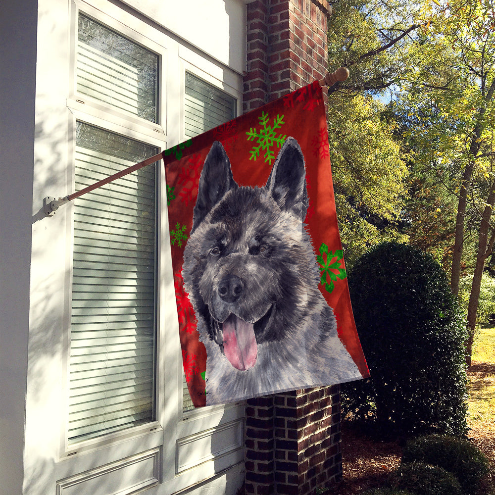 Akita Red Snowflakes Holiday Christmas Flag Canvas House Size SC9482CHF  the-store.com.