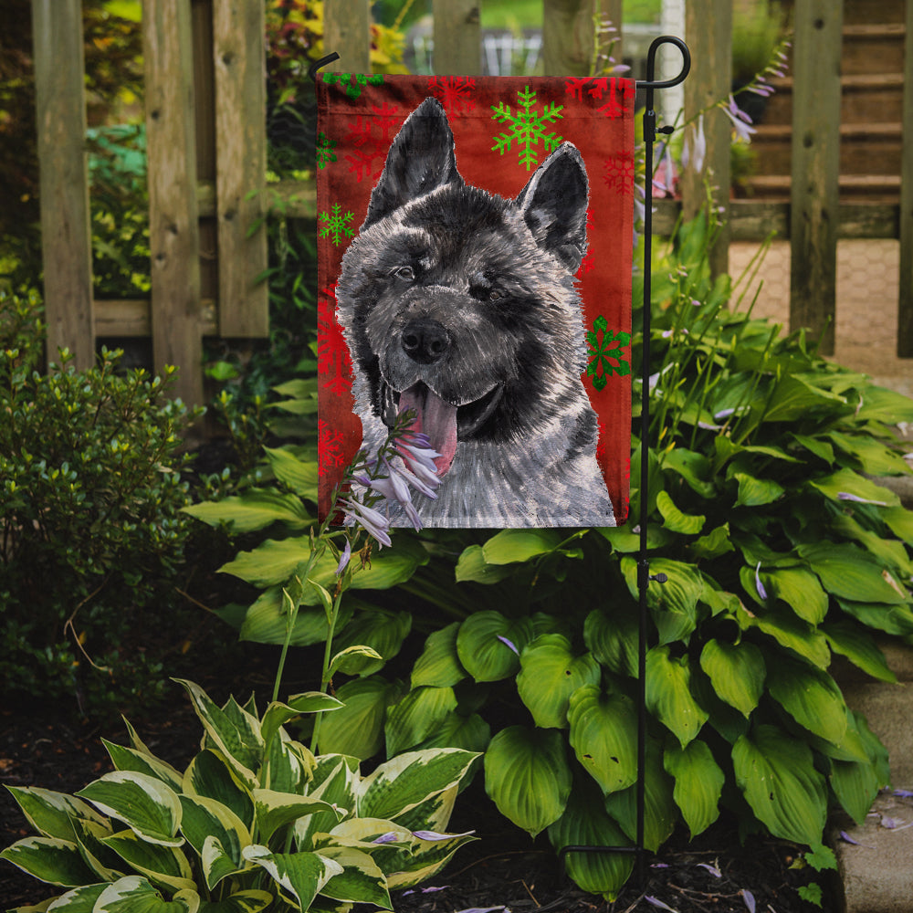 Akita Red Snowflakes Holiday Christmas Flag Garden Size SC9482GF  the-store.com.