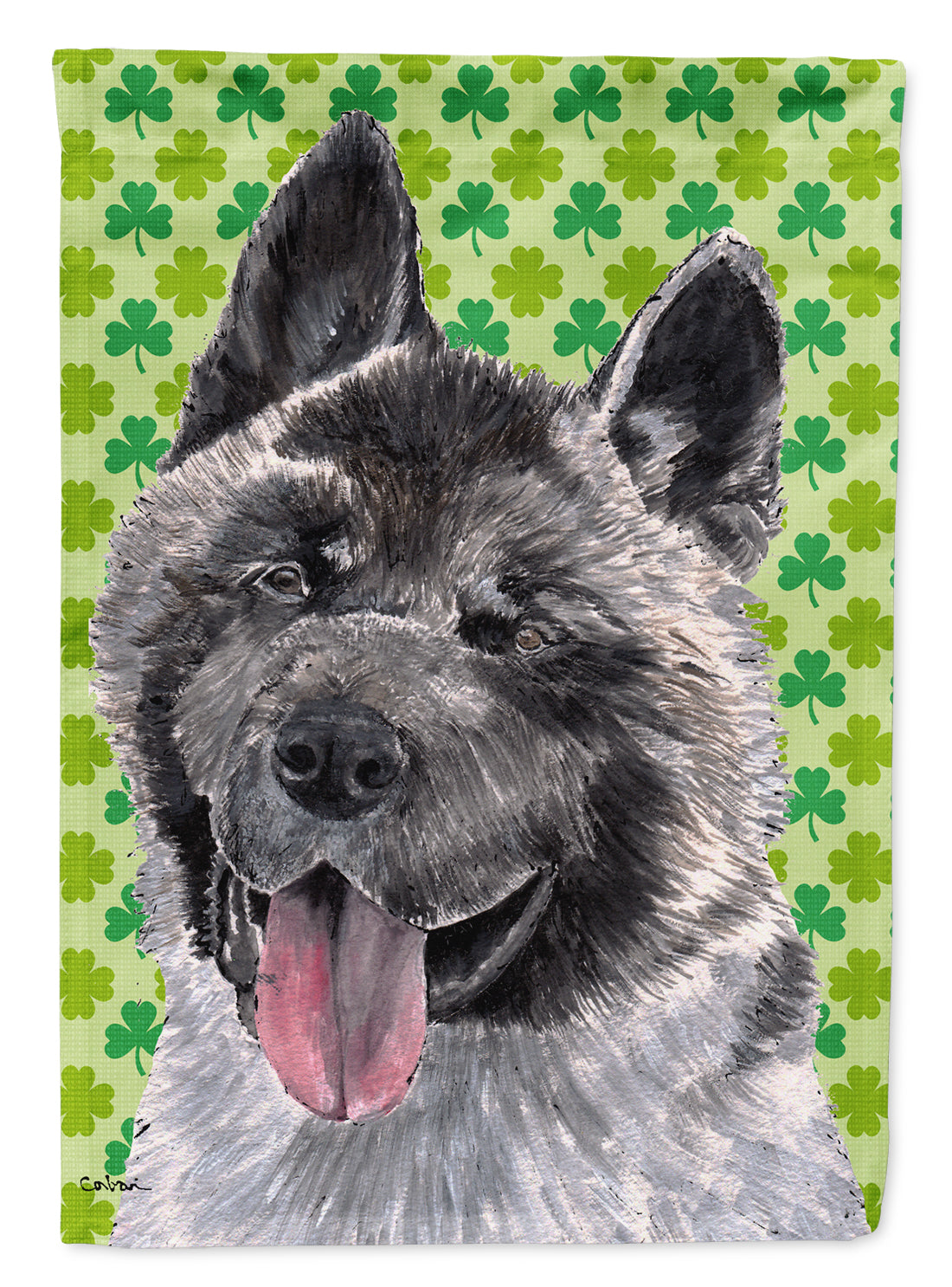 Akita St. Patrick&#39;s Day Shamrock Flag Garden Size SC9483GF  the-store.com.