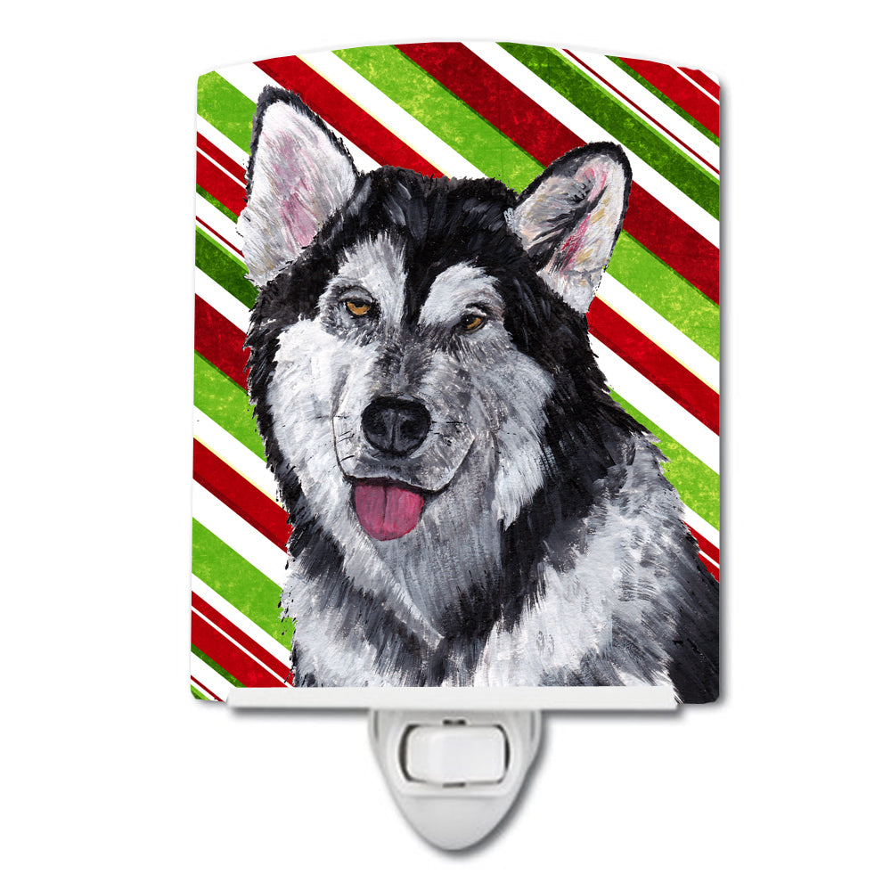 Alaskan Malamute Candy Cane Holiday Christmas Ceramic Night Light SC9490CNL - the-store.com