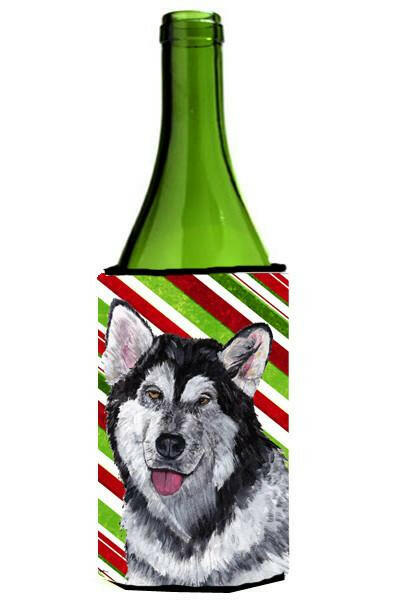 Alaskan Malamute Candy Cane Holiday Christmas Wine Bottle Beverage Insulator Hugger SC9490LITERK by Caroline's Treasures