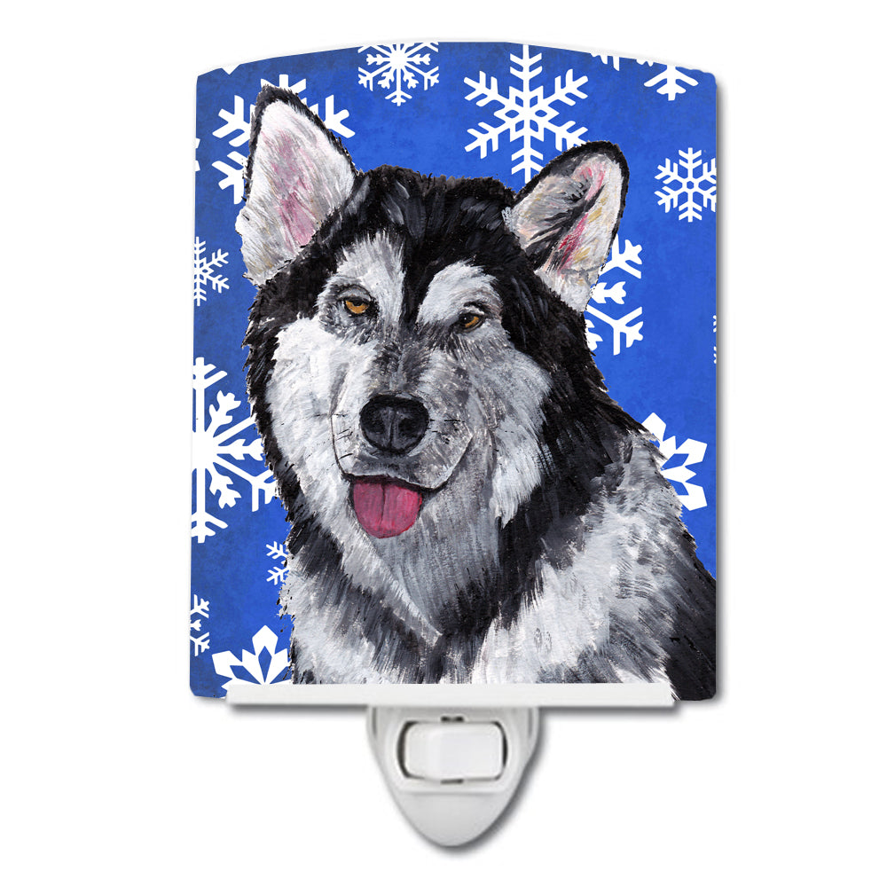 Alaskan Malamute Winter Snowflakes Holiday Ceramic Night Light SC9491CNL - the-store.com