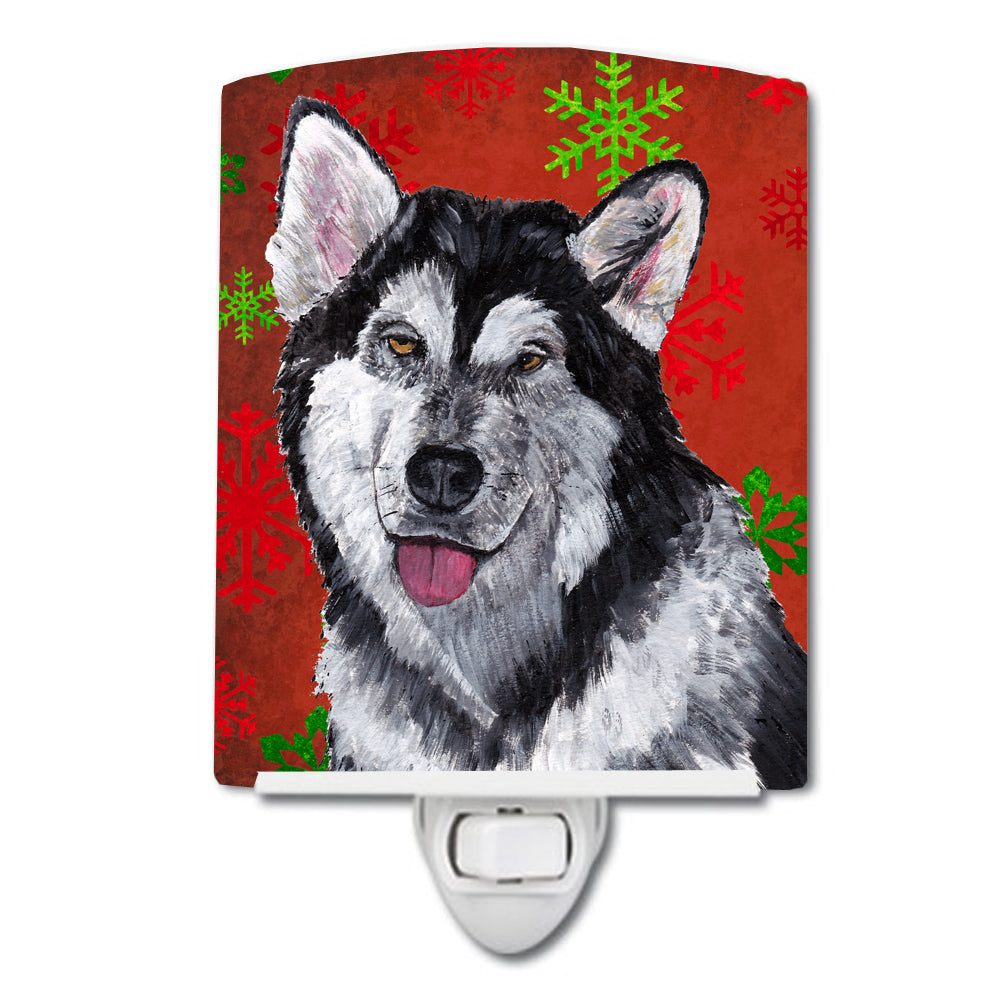 Alaskan Malamute Red Snowflakes Holiday Christmas  Ceramic Night Light SC9492CNL - the-store.com