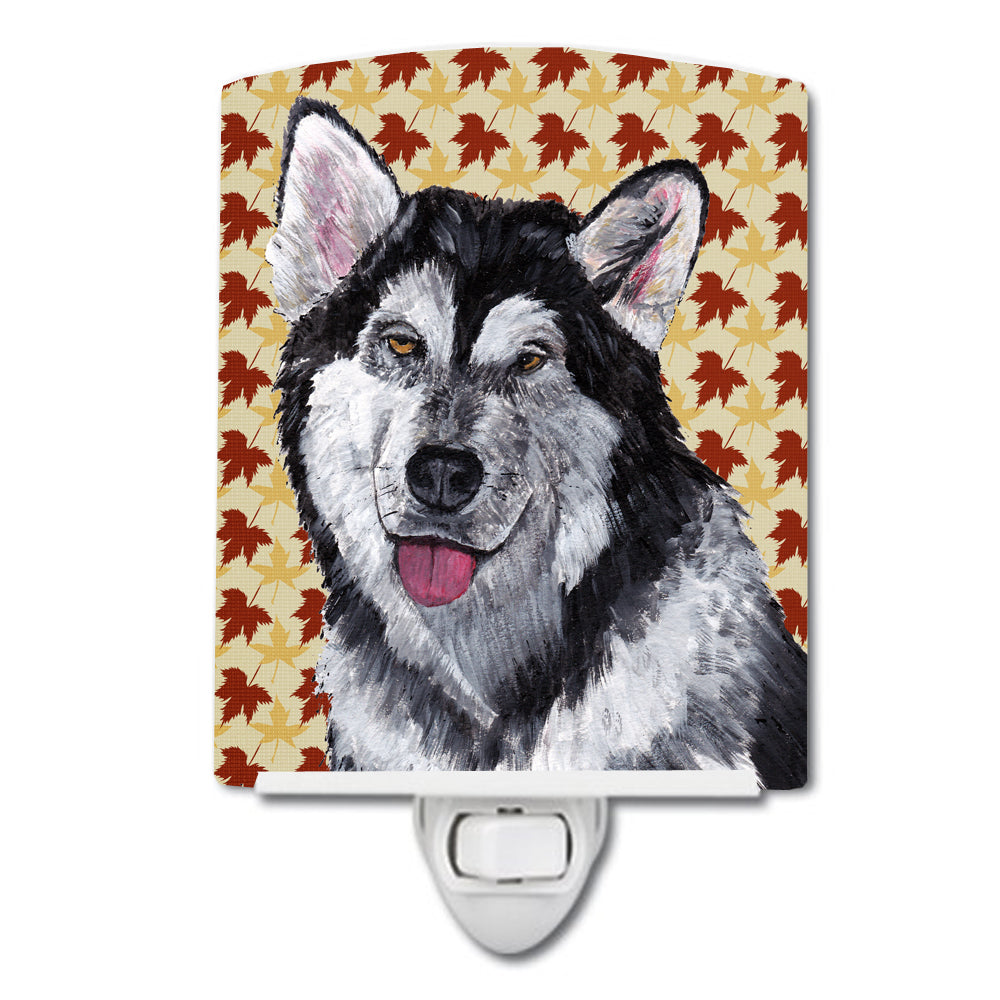 Alaskan Malamute Fall Leaves Ceramic Night Light SC9495CNL - the-store.com