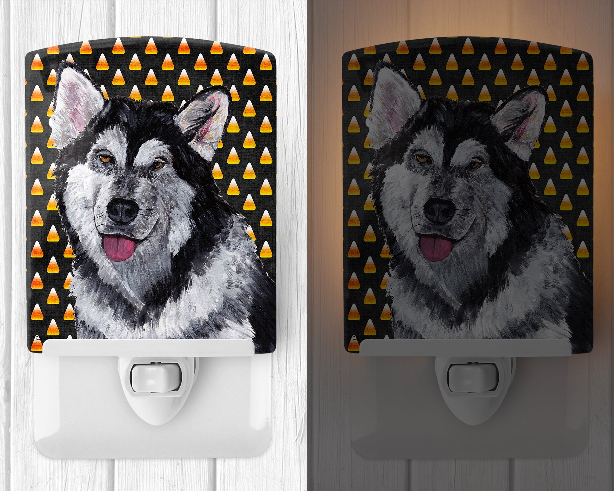 Alaskan Malamute Candy Corn Halloween Ceramic Night Light SC9496CNL - the-store.com