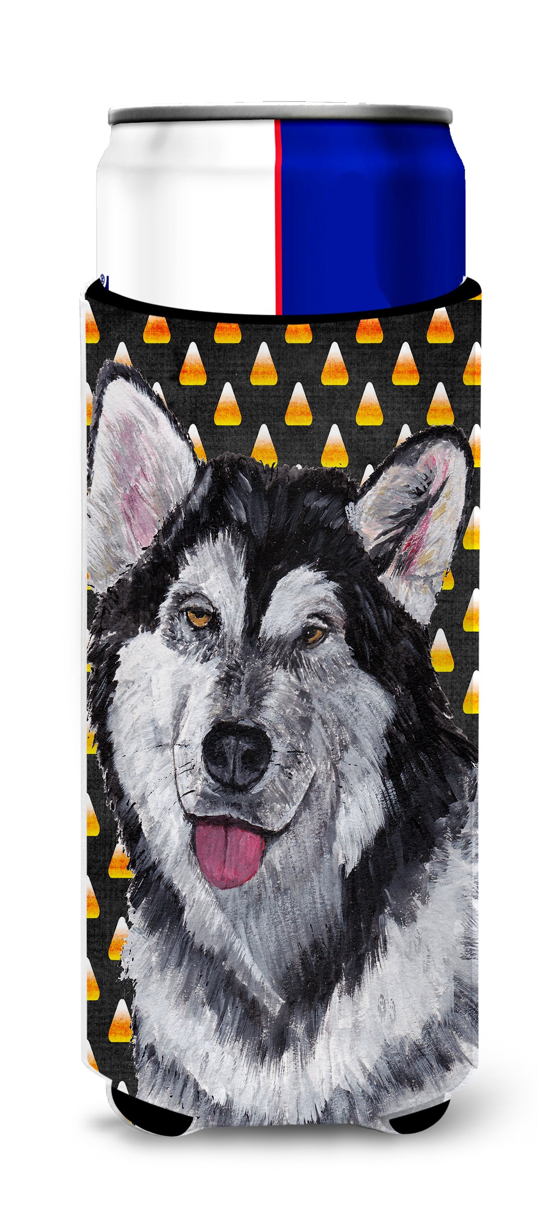 Alaskan Malamute Candy Corn Halloween Ultra Beverage Insulators for slim cans SC9496MUK.