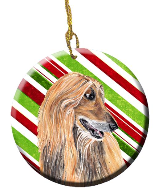 Afghan Hound Candy Cane Holiday Christmas Ceramic Ornament SC9498CO1 by Caroline&#39;s Treasures