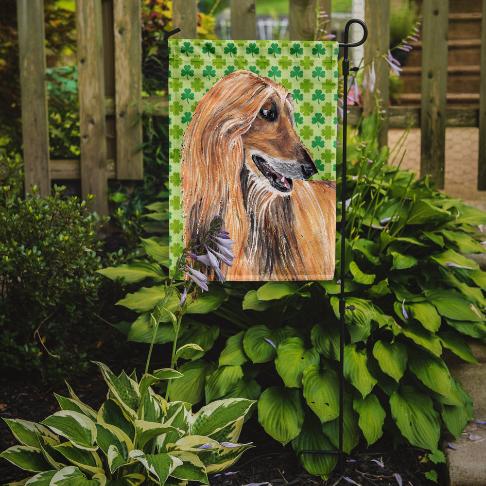 Afghan Hound St. Patrick's Day Shamrock Flag Garden Size SC9502GF  the-store.com.