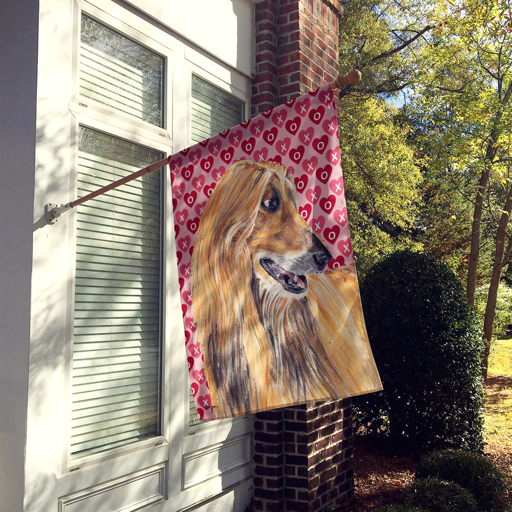 Afghan Hound Hearts Love and Valentine's Day Flag Canvas House Size SC9503CHF  the-store.com.