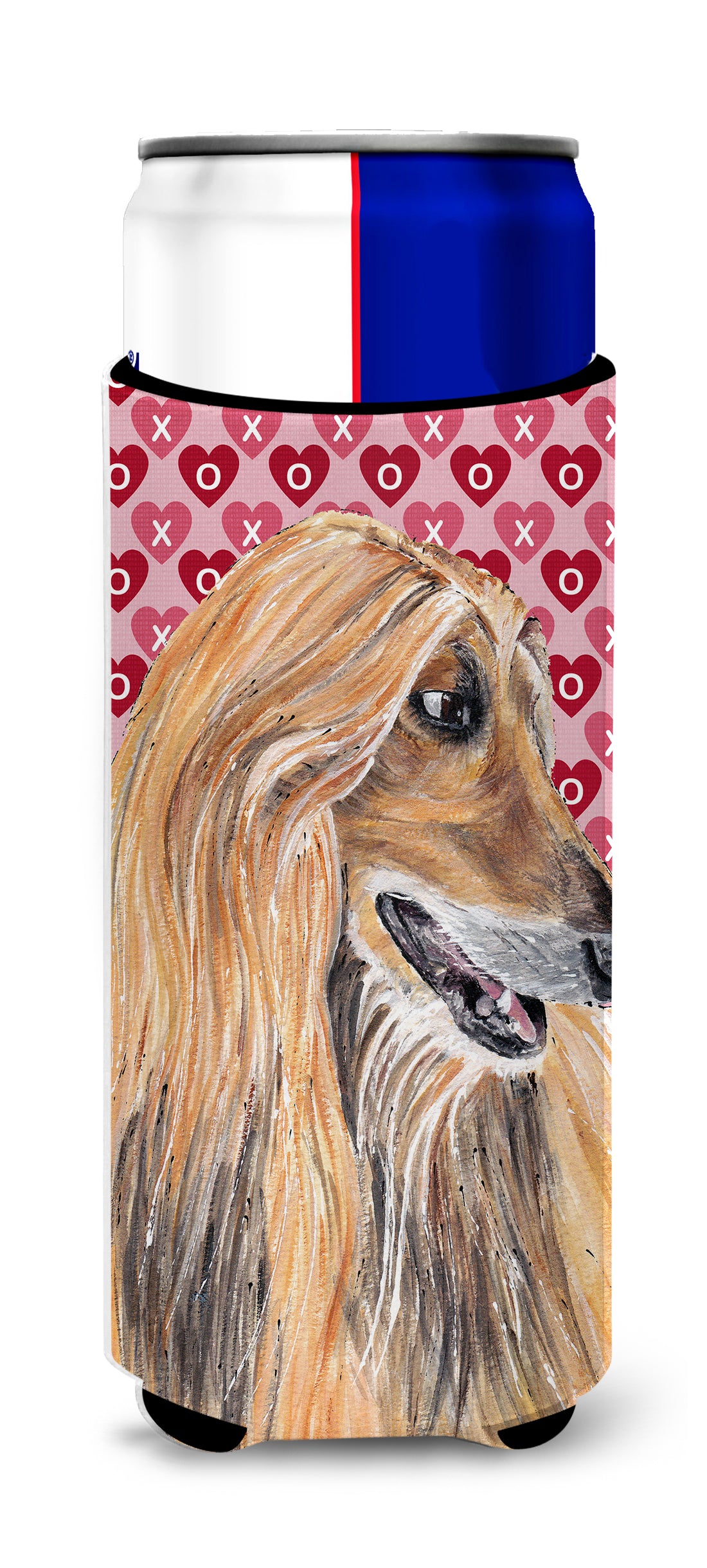 Afghan Hound Hearts Love and Valentine&#39;s Day Ultra Beverage Insulators for slim cans SC9503MUK.