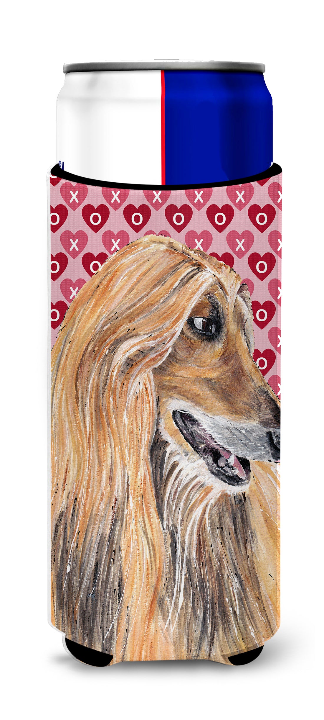 Afghan Hound Hearts Love and Valentine's Day Ultra Beverage Insulators for slim cans SC9503MUK.