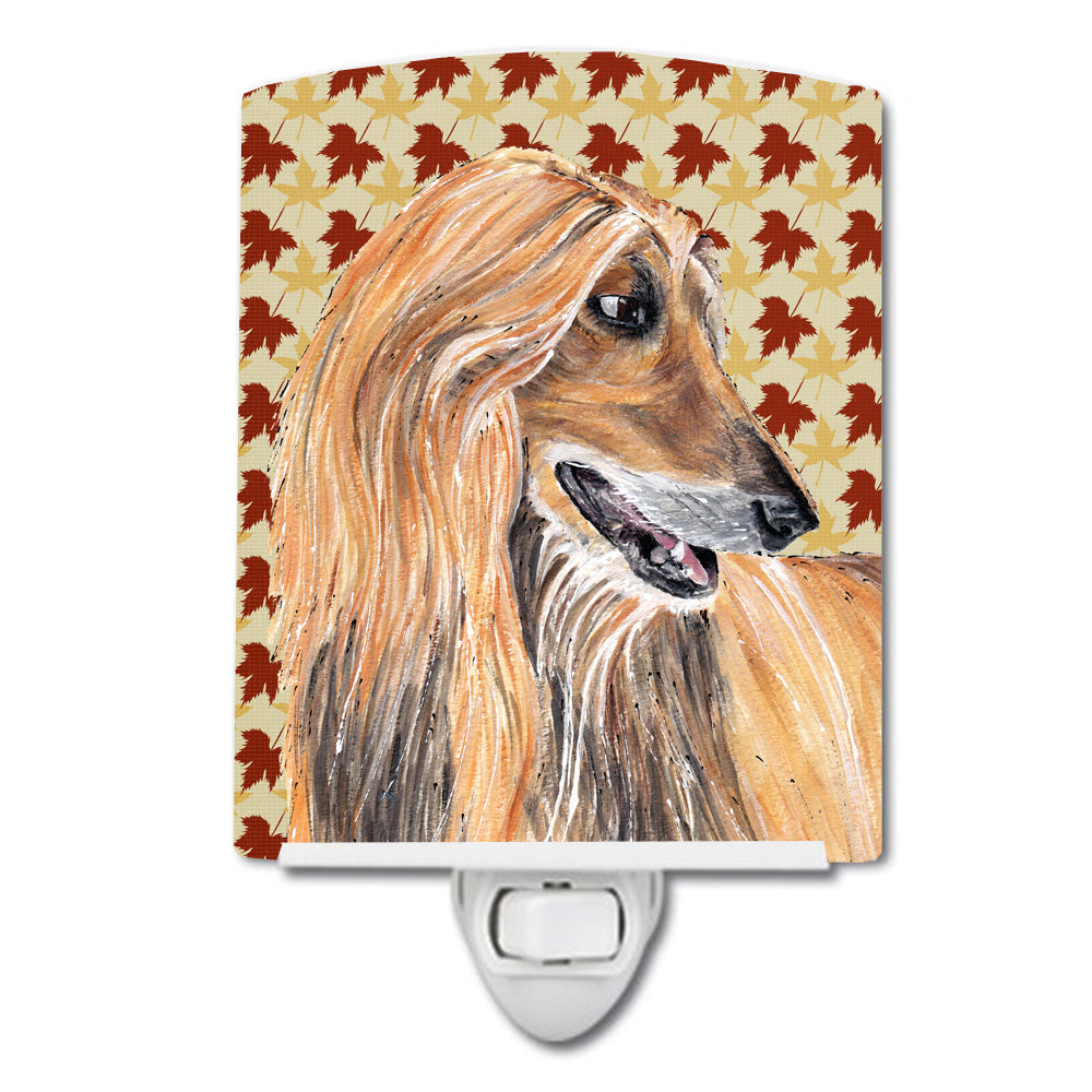 Afghan Hound Fall Leaves Ceramic Night Light SC9504CNL - the-store.com