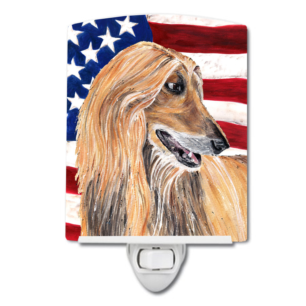 Afghan Hound USA Patriotic American Flag Ceramic Night Light SC9506CNL - the-store.com