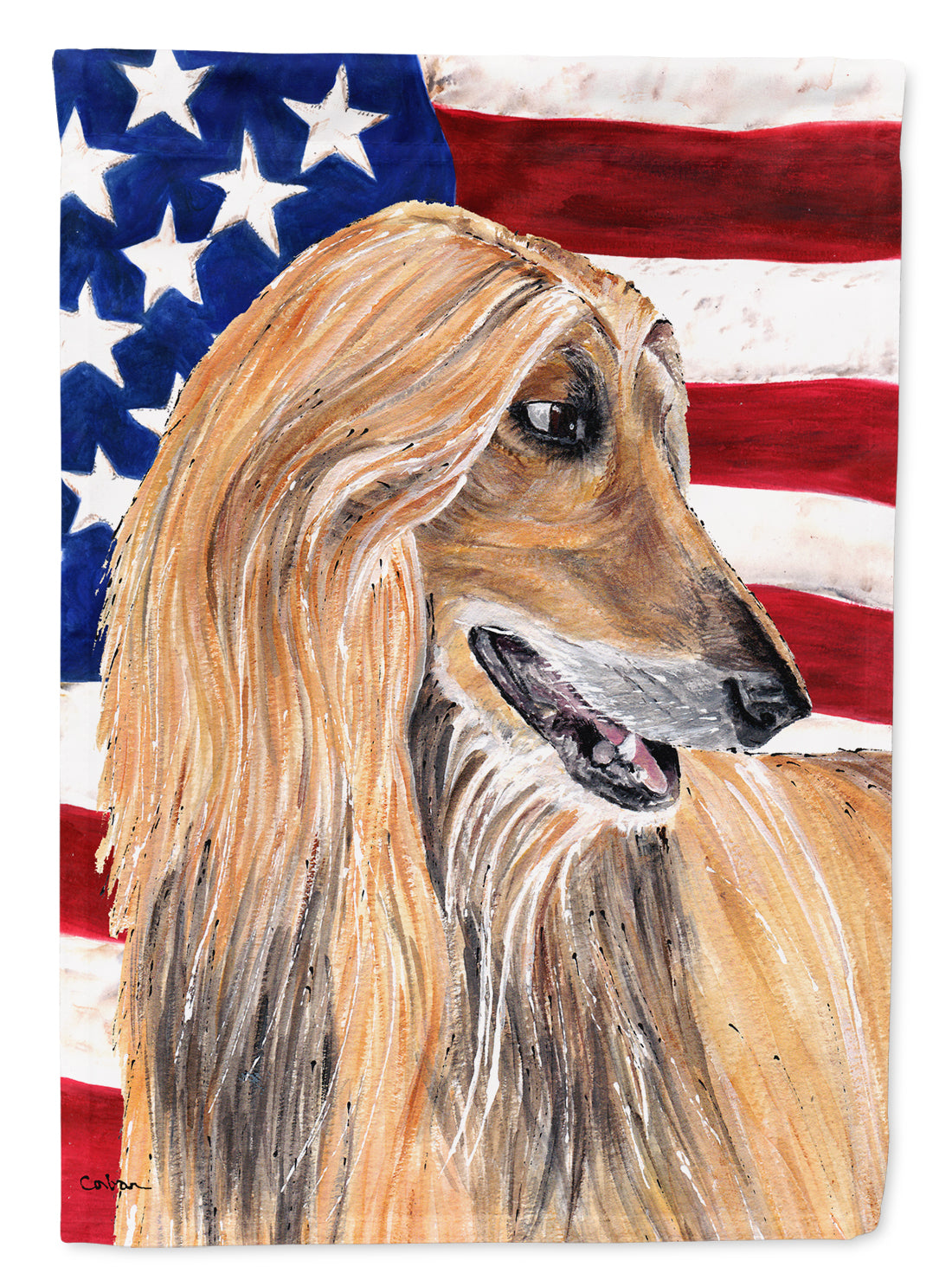 Afghan Hound USA Patriotic American Flag Flag Garden Size SC9506GF  the-store.com.