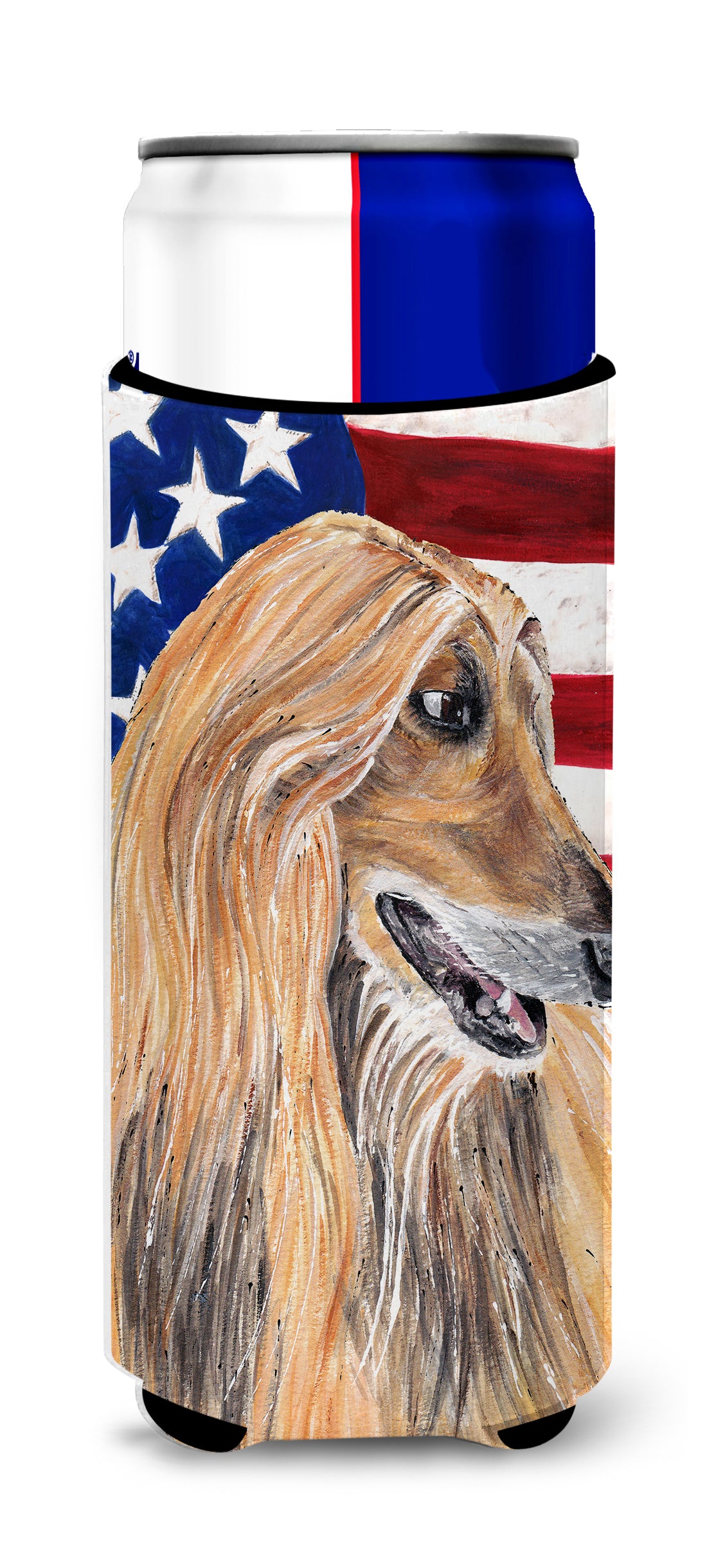 Afghan Hound USA Patriotic American Flag Ultra Beverage Insulators for slim cans SC9506MUK.