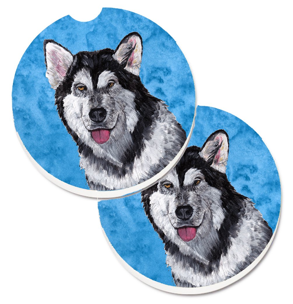 Blue Alaskan Malamute Set of 2 Cup Holder Car Coasters SC9507BUCARC by Caroline's Treasures