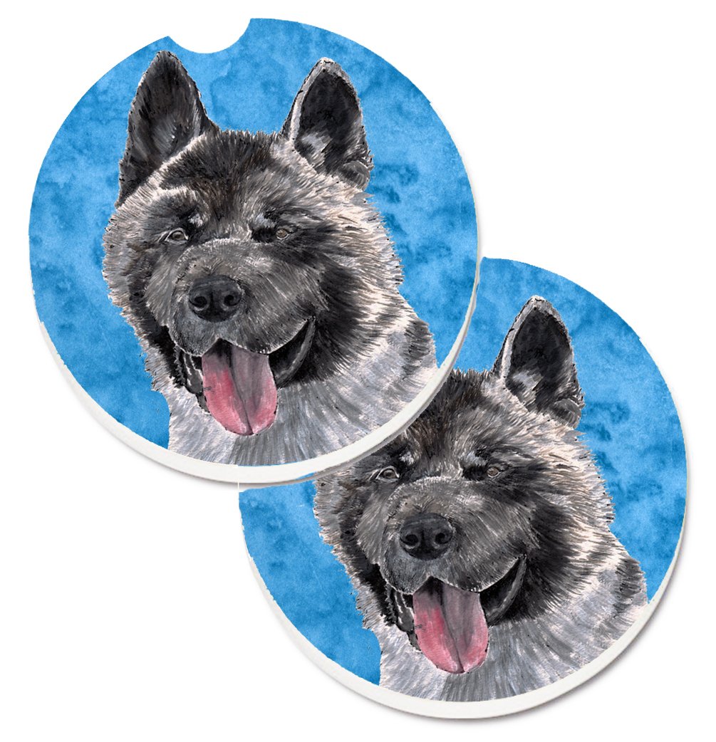 Blue Akita Set of 2 Cup Holder Car Coasters SC9508BUCARC by Caroline's Treasures