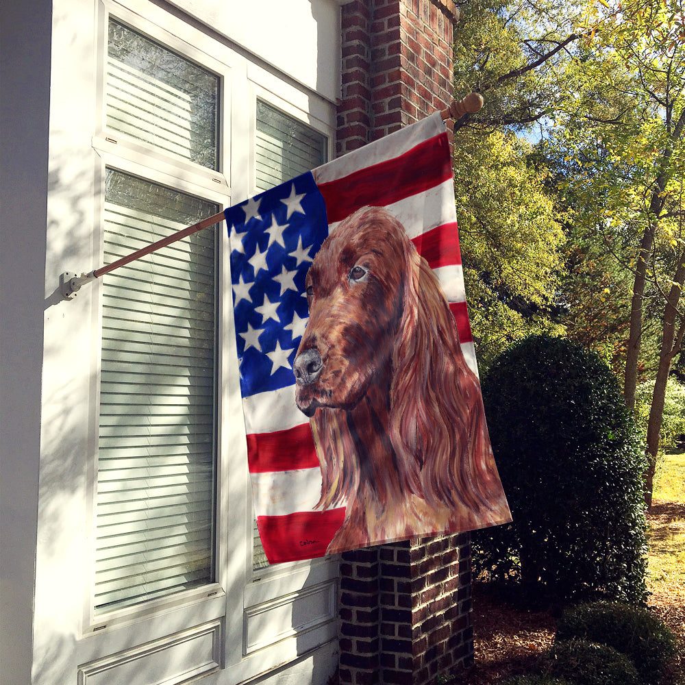 Irish Setter USA American Flag Flag Canvas House Size  the-store.com.