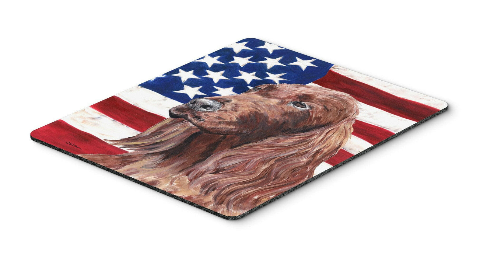 Irish Setter USA American Flag Mouse Pad, Hot Pad or Trivet by Caroline's Treasures