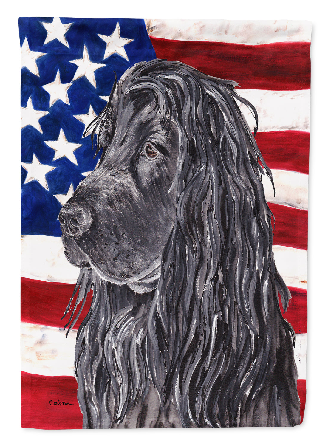 Cocker Spaniel Black USA American Flag Flag Canvas House Size  the-store.com.