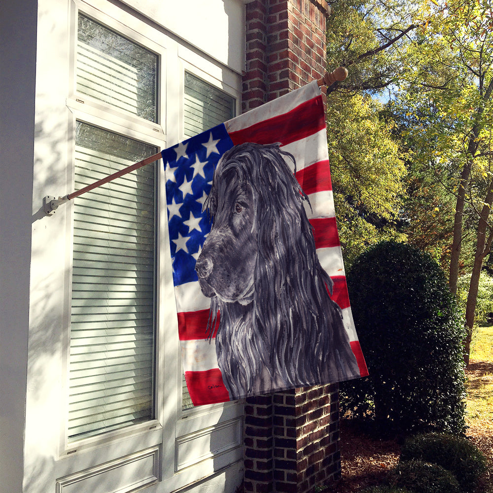 Cocker Spaniel Black USA American Flag Flag Canvas House Size  the-store.com.