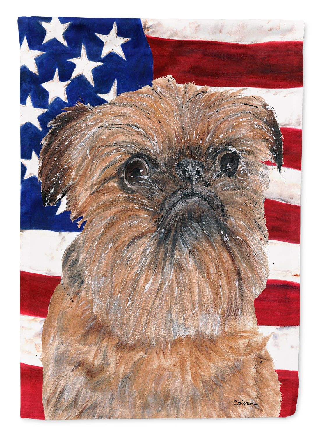 Brussels Griffon USA American Flag Flag Canvas House Size  the-store.com.