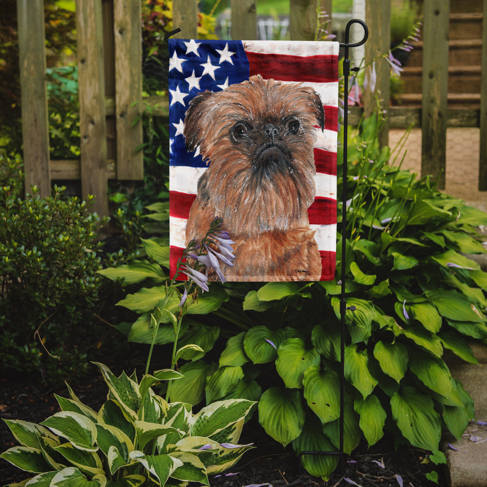 Brussels Griffon USA American Flag Flag Garden Size.