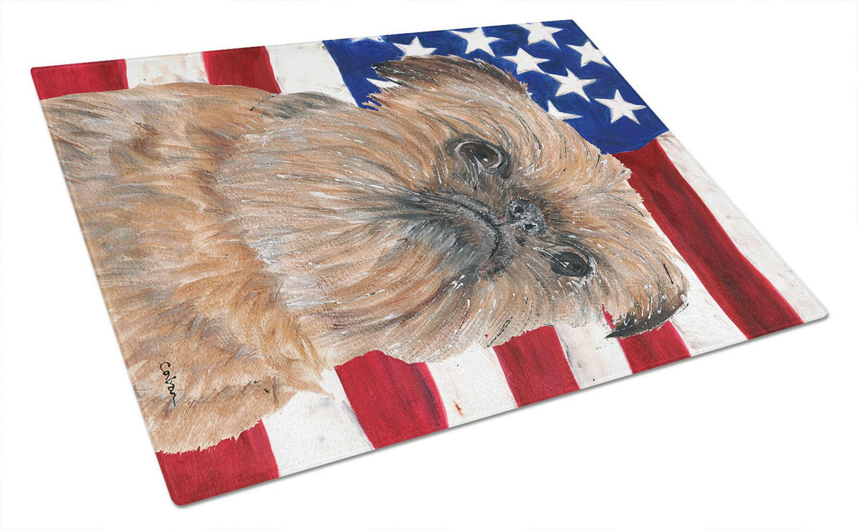 Brussels Griffon USA American Flag Glass Cutting Board Large by Caroline&#39;s Treasures