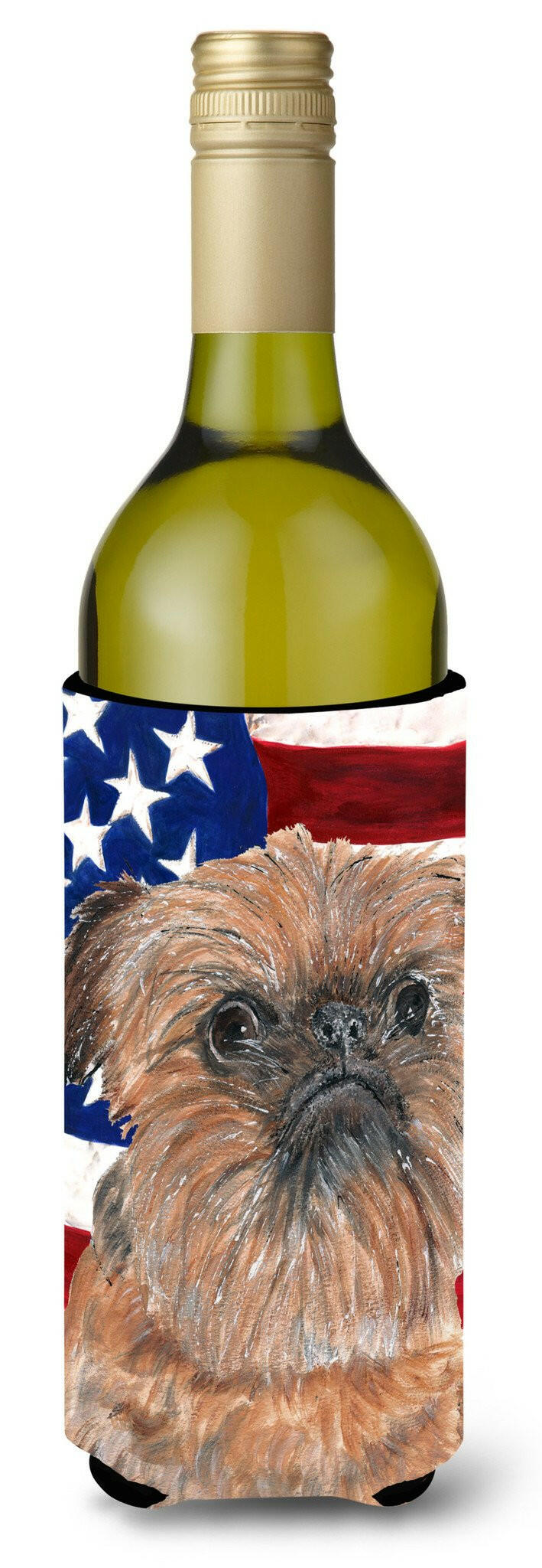 Brussels Griffon USA American Flag Wine Bottle Beverage Insulator Beverage Insulator Hugger by Caroline's Treasures