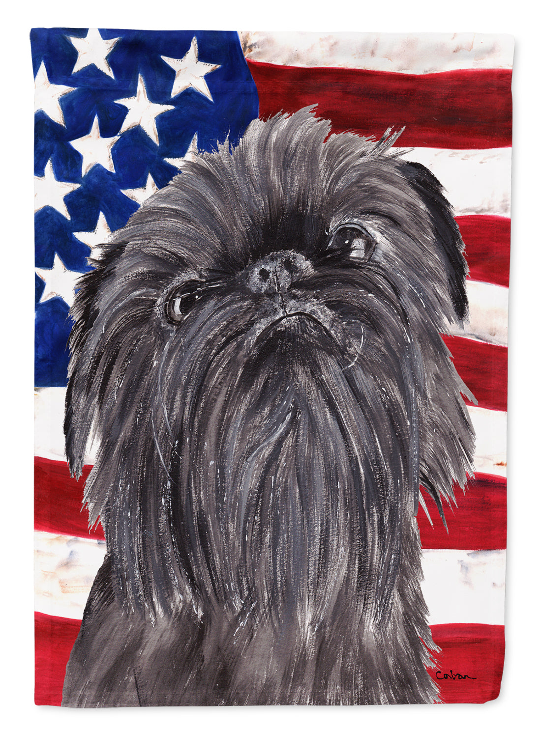 Brussels Griffon USA American Flag Flag Garden Size.