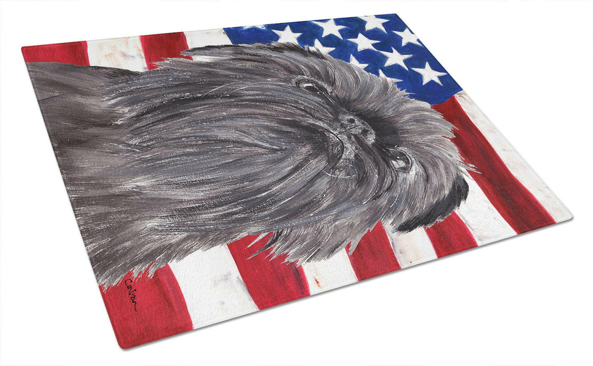 Brussels Griffon USA American Flag Glass Cutting Board Large by Caroline&#39;s Treasures