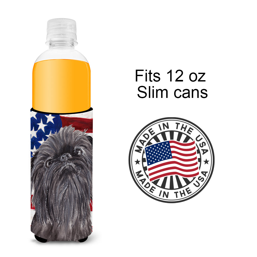 Brussels Griffon USA American Flag Ultra Beverage Insulators for slim cans.