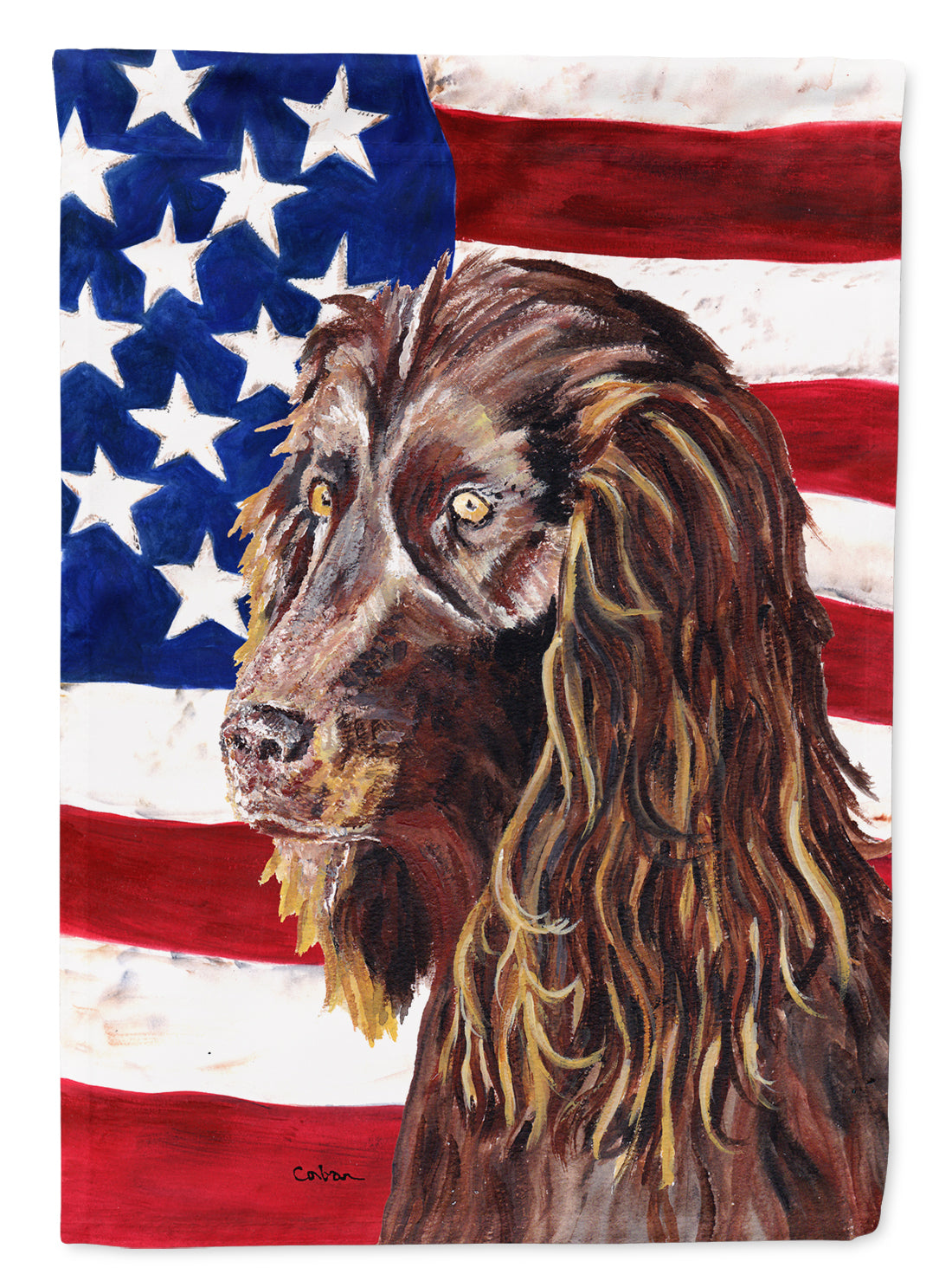 Boykin Spaniel USA American Flag Flag Canvas House Size  the-store.com.