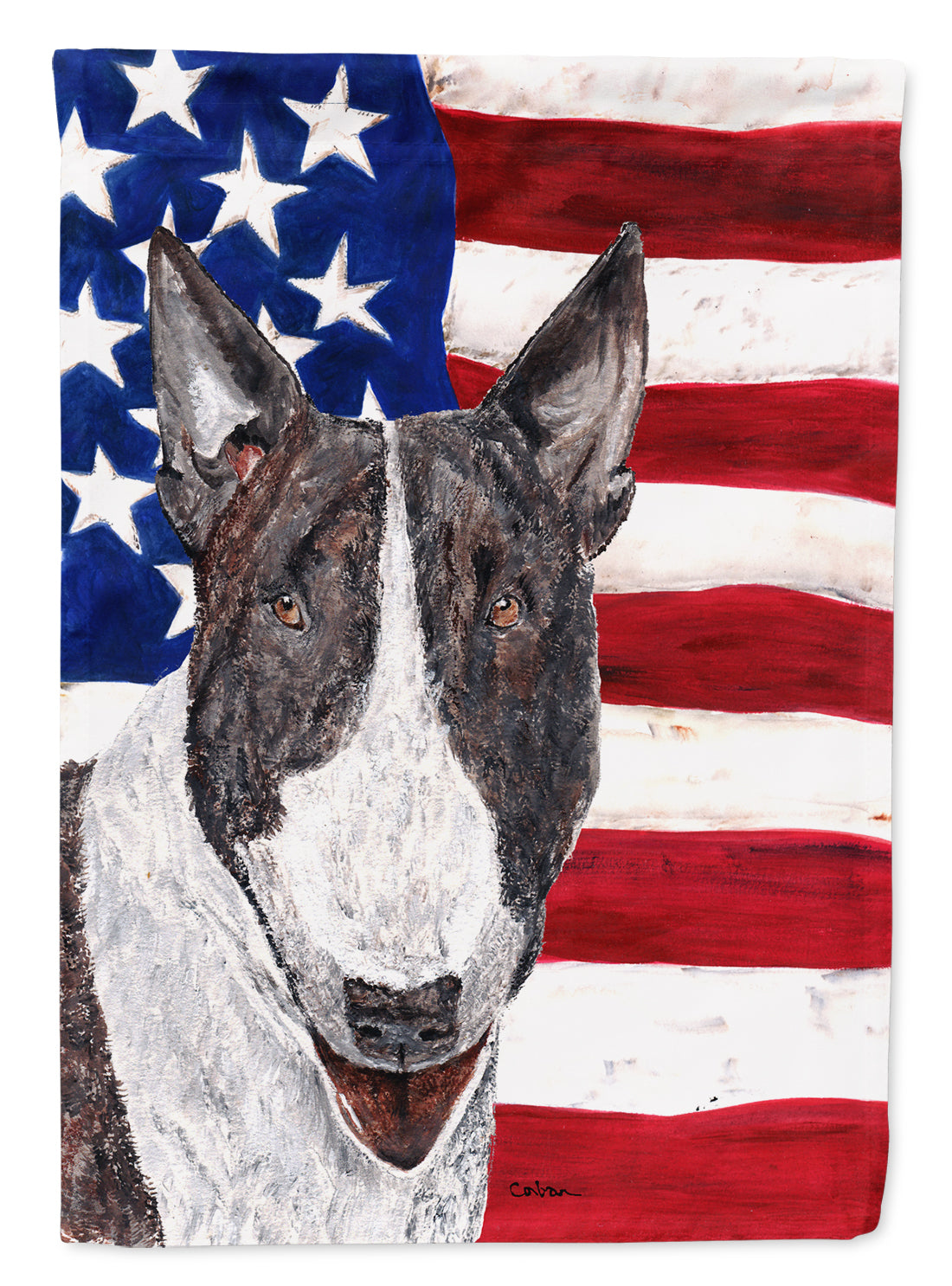 Bull Terrier USA American Flag Flag Garden Size.