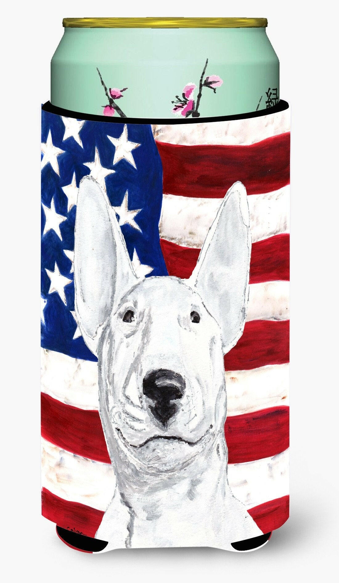 Bull Terrier USA American Flag Tall Boy Beverage Insulator Beverage Insulator Hugger by Caroline's Treasures