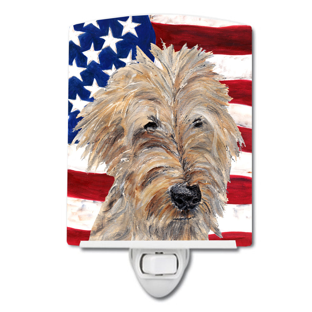 Golden Doodle with American Flag Ceramic Night Light SC9521CNL - the-store.com