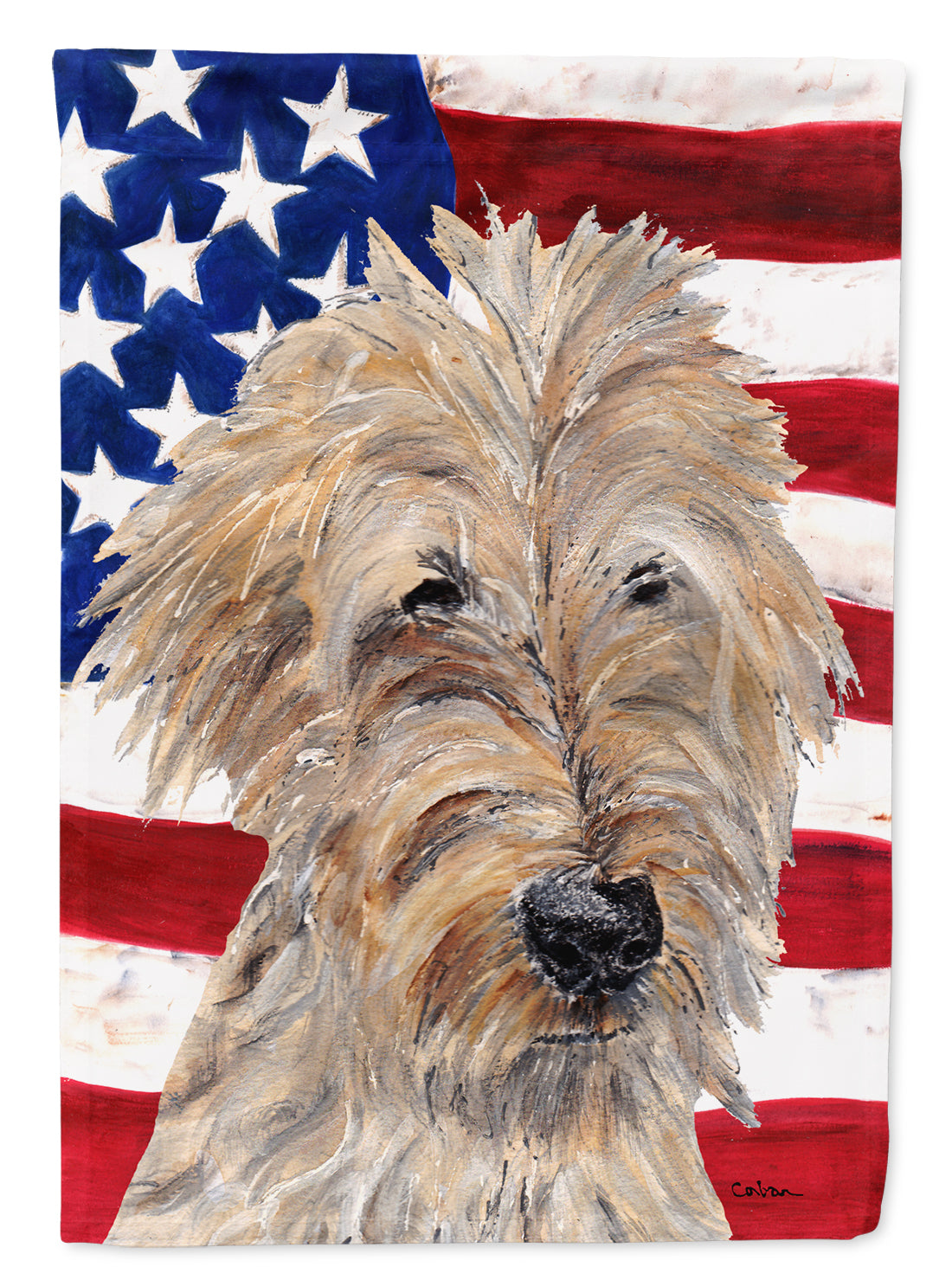 Goldendoodle USA American Flag Flag Garden Size.